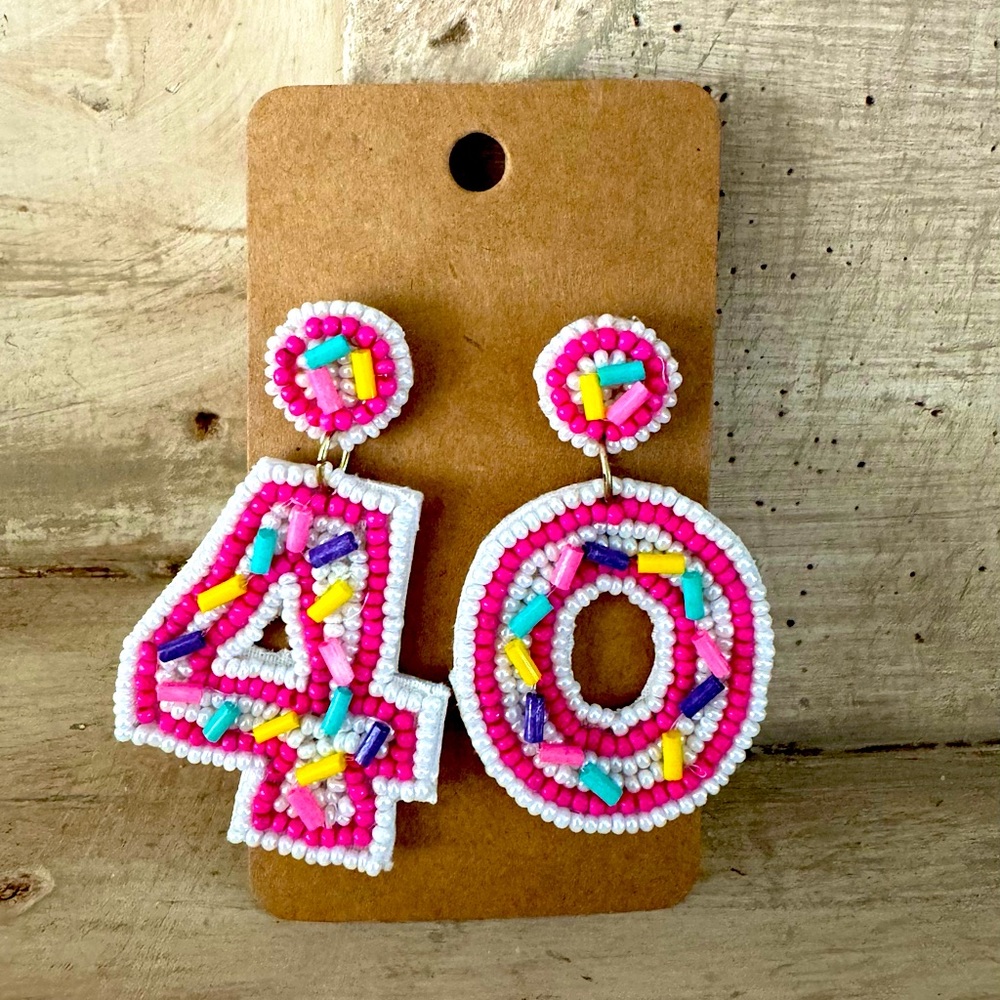 40th Birthday Beaded Earrings